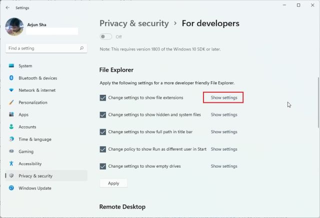 Windows సెట్టింగ్ల నుండి Windows 11లో ఫైల్ పొడిగింపులను చూపండి